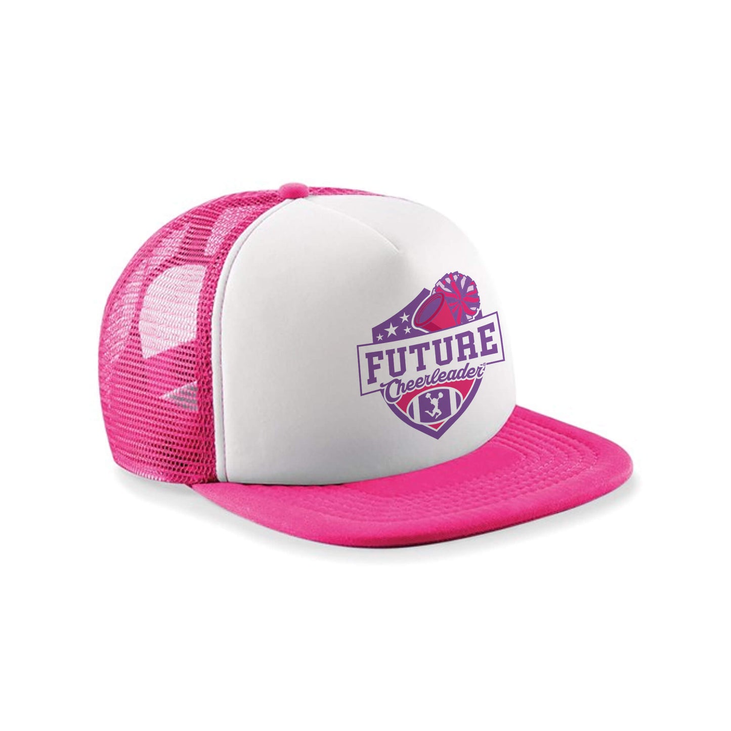 Shield Kids Trucker Cap | White/Pink | Future Cheerleader