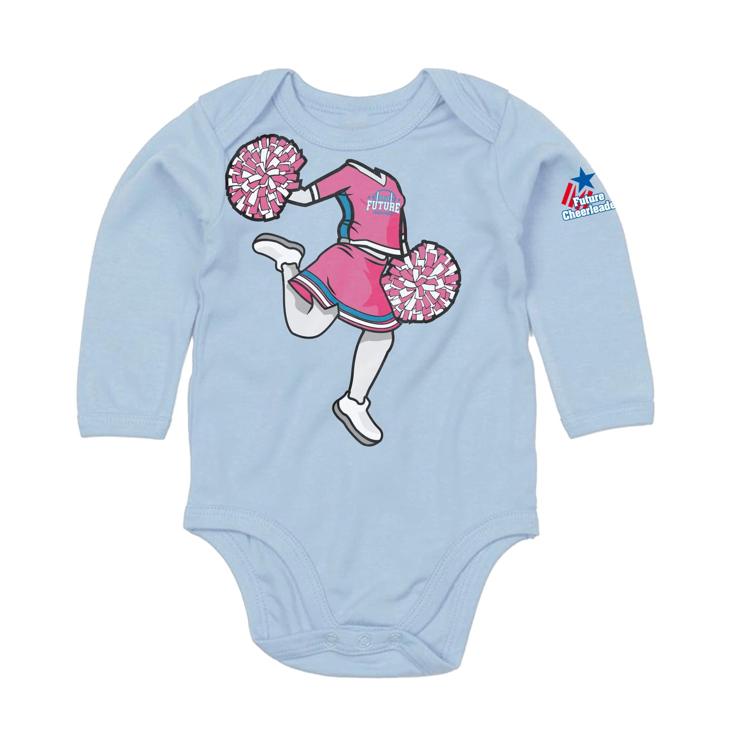 Future Cheerleader Long Sleeve Baby Bodysuit - Dusty Blue