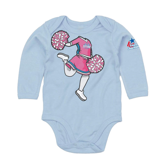 Future Cheerleader Long Sleeve Baby Bodysuit - Dusty Blue