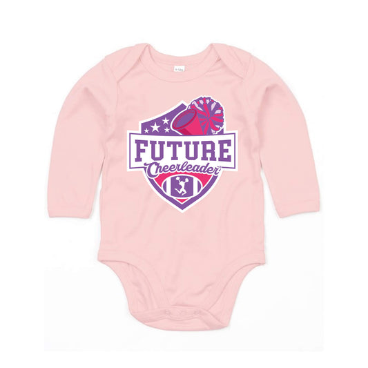 Shield Long Sleeve Baby Bodysuit | Pink | Future Cheerleader